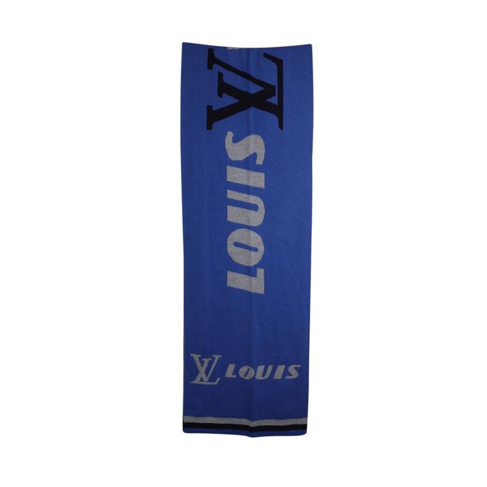 Pre Loved Louis Vuitton Forward Scarf in Blue Wool - Picture 2 of 6